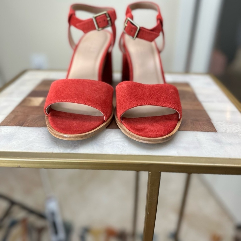 Able NWB Size 8.5 The‎ Mary red suede block heel strap sandals - Picture 12 of 12
